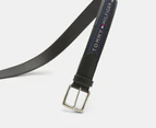 Tommy Hilfiger Men's Ribbon Inlay Leather Belt - Black