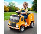 Rigo Kids Ride On Car Garbage Truck Police Light 12V Electric Toys Cars Yellow