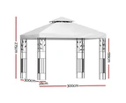 InstaHut Gazebo 3x3m Marquee Outdoor Wedding Party Event Tent Home Iron Art Shade White