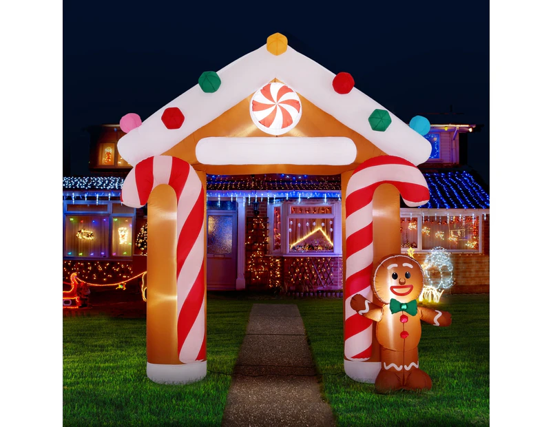 Jingle Jollys Christmas Inflatable Archwary Ginger 2.8M Illuminated Decorations