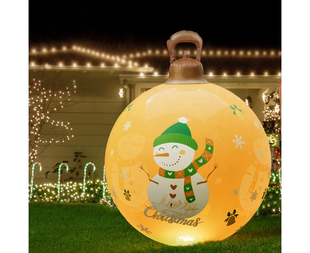 Jingle Jollys Christmas Inflatable Ball Led 60cm Snowman Decoration Bauble Gold