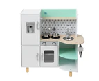 Keezi Kids Wooden Pretend Kitchen Play Sets Cooking Toys Oven Fridge 85CM Green