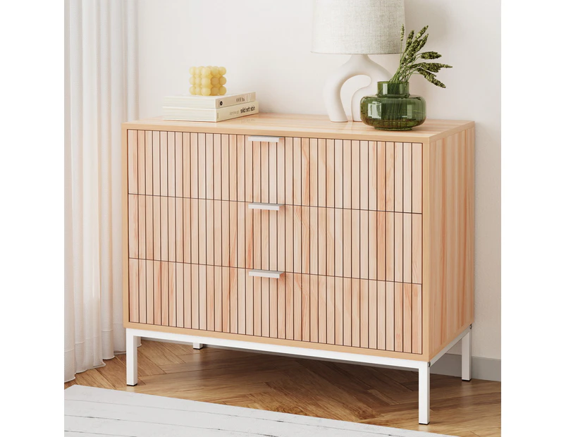 Artiss 3 Chest of Drawers  - LURA Pine