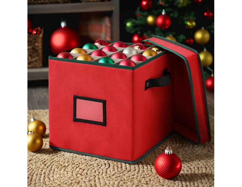 Jingle Jollys Christmas Baubles Storage Box 64 Dividers Xmas Ornaments Container