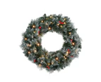 Jingle Jollys 60cm Christmas Wreath LED Lights Snowy Flowers Garland Party Decor