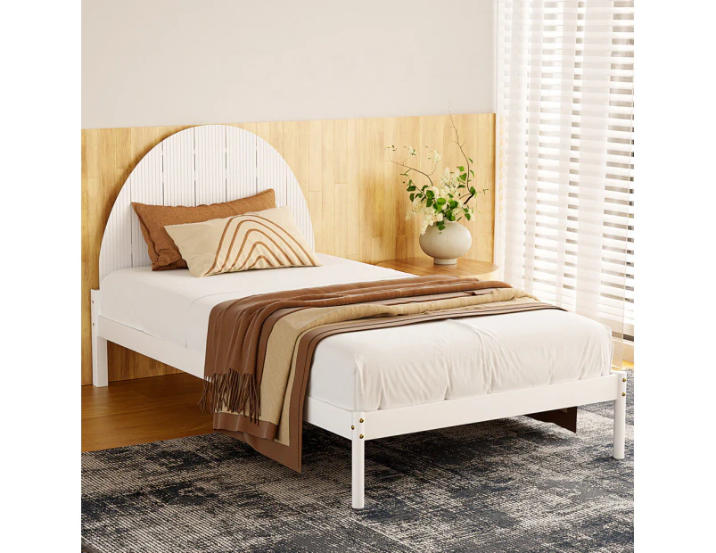 Artiss Bed Frame King Single Size Wooden White DALY