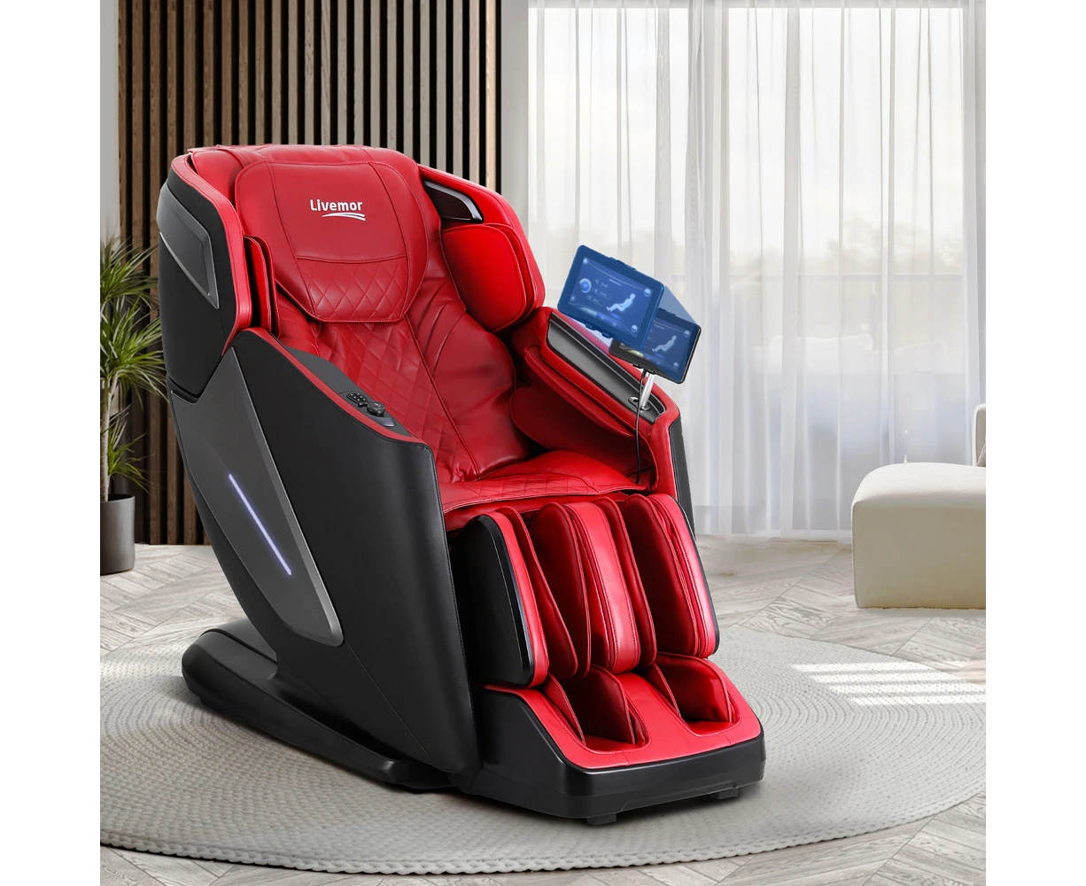 Livemor 4D Massage Chair Electric Recliner Home Massager Red