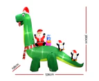 Jingle Jollys Christmas Inflatable Santa Dinosaur 3.8M Illuminated Decorations