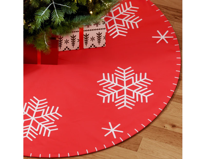 Jingle Jollys Christmas Tree Skirt 120cm Snowflake Ornaments Party Decorations