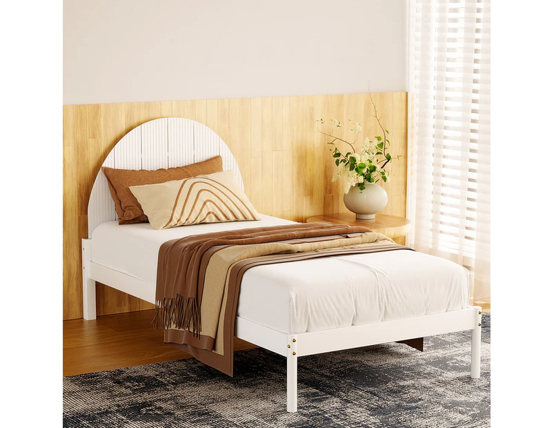 Artiss Bed Frame Single Size Wooden White DALY