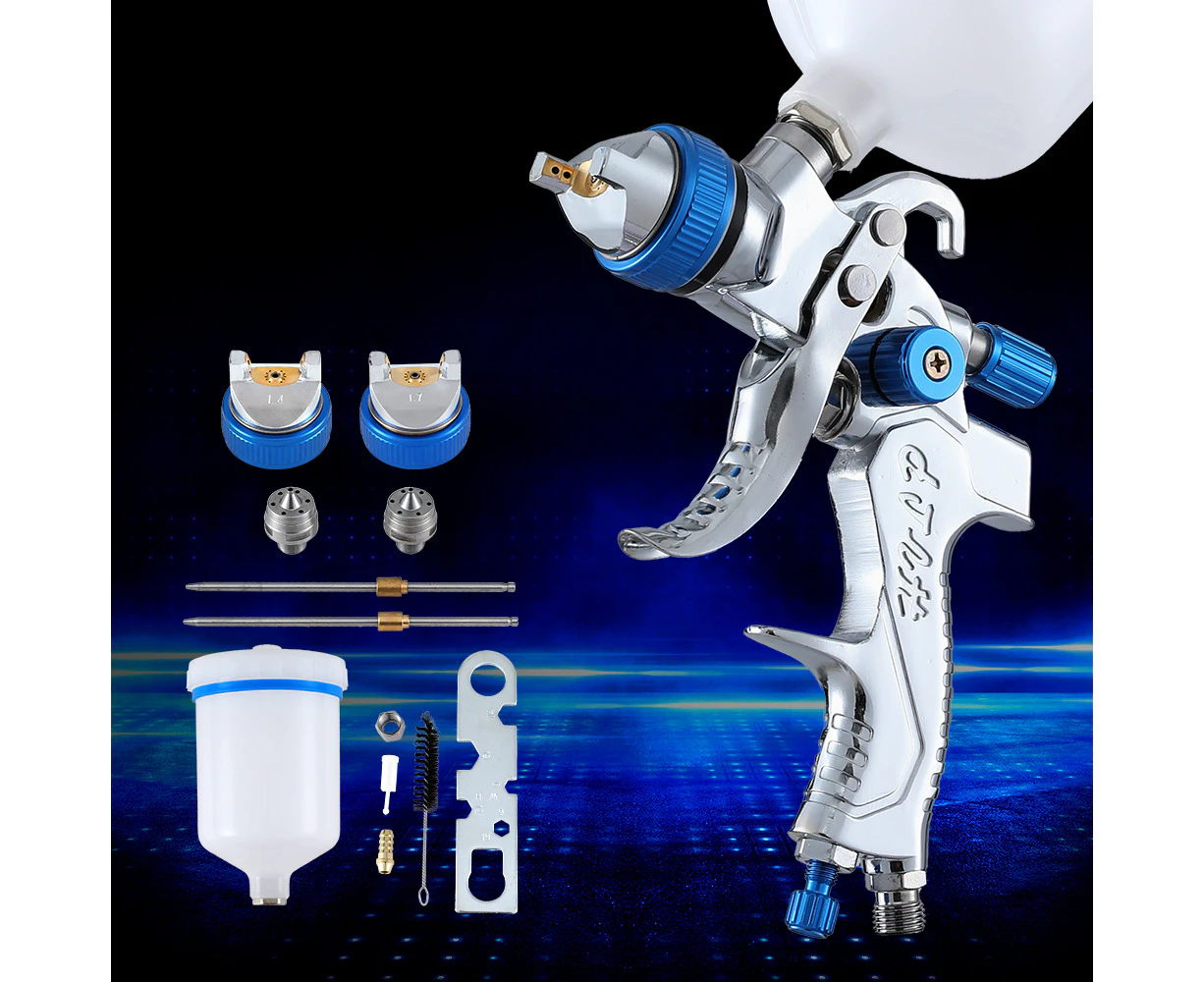 Giantz HVLP Air Spray Gun Gravity Feed Cup Nozzles Included