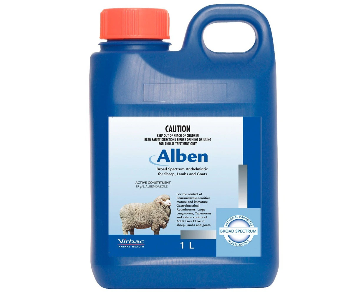 Virbac Alben Broad Spectrum Anthelmintic for Sheep Lambs & Goats 1L