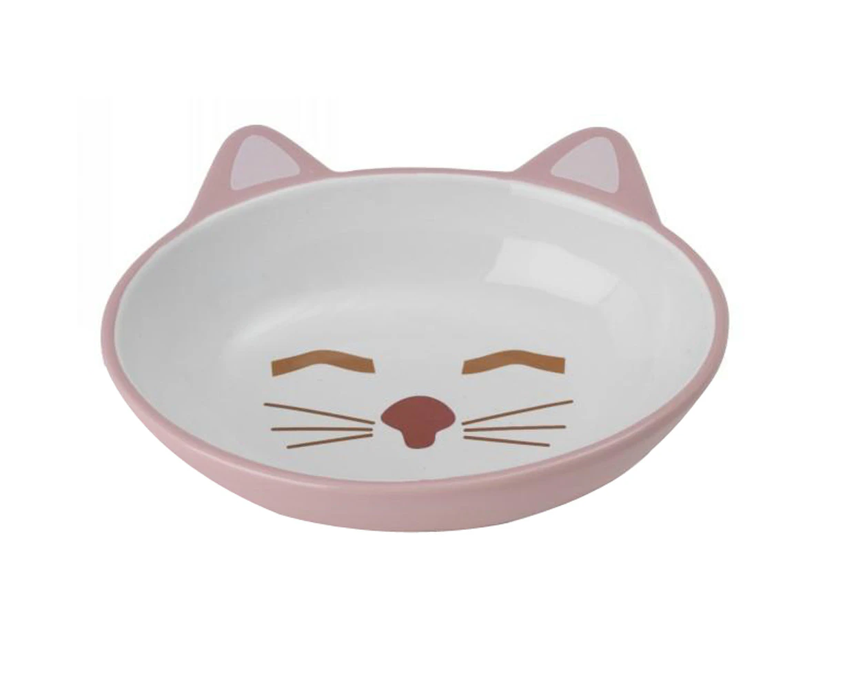 Petrageous Here Kitty Ceramic Cat Bowl Oval Pink 13cm