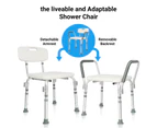 Altus Bathroom Shower Chair with Back Rest and Arm Aluminium Adjustable