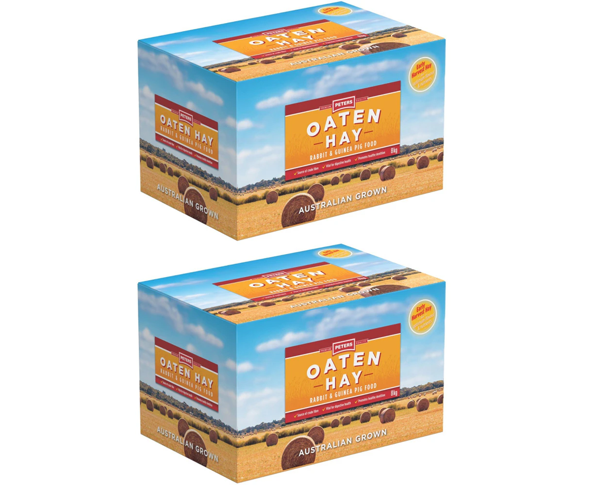 2 x Peters Premium Quality Oaten Hay Rabbit & Guinea Pig Food 8kg (16kg Total)