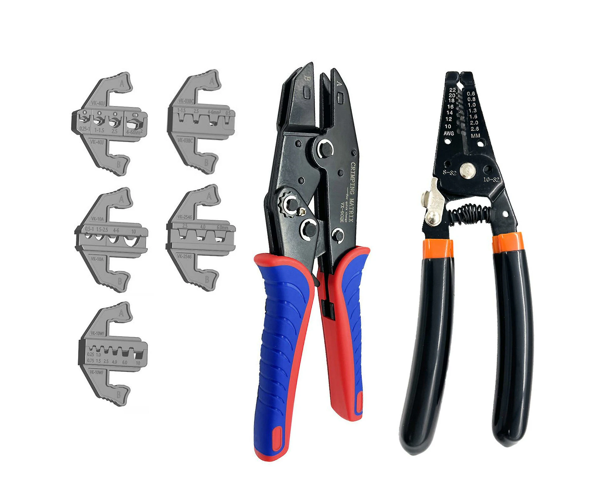 Quick Change Crimping Tool Kit With Box Multifunction Ratcheting Wire Stripper Cable Terminal Crimper Pliers For Ferrule/ Nylon/ Insulated/ Non-insula