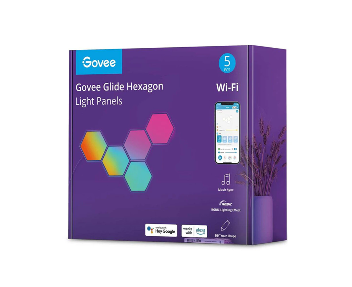 5pc Govee RGBIC Hexagon Glide Smart Light Panels Wall-Mount Set