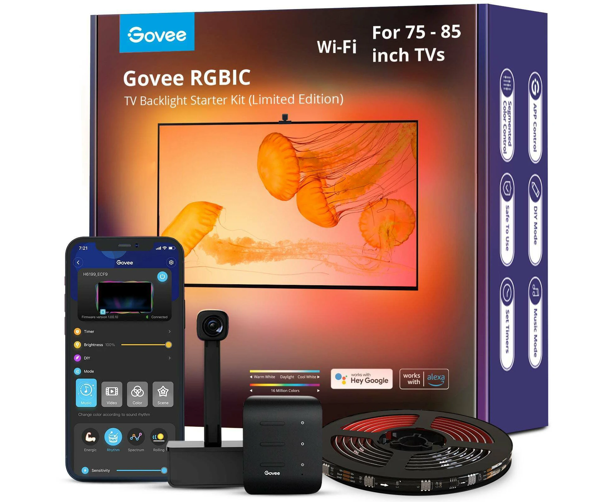 Govee RGBIC WiFi Smart Backlight Strip Starter Kit For 75-85" TV