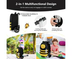 2-in-1 Kids Suitcase Scooter Set Foldable Ride-on Luggage w/LED Lit Wheels Bee Pattern