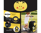 2-in-1 Kids Suitcase Scooter Set Foldable Ride-on Luggage w/LED Lit Wheels Bee Pattern