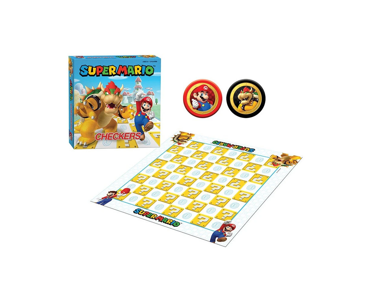 The Op Super Mario vs Bowser Kids Tabletop Interactive Board Checkers Game 6y+