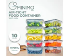 GOMINIMO 10 Pack Rectangular Airtight Food Storage Container Set (Transparent and Black) GO-STO-104-ZG