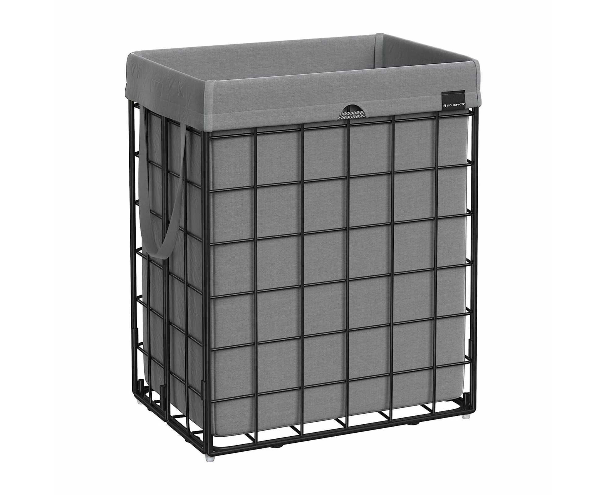 Songmics Laundry Clothes Hamper Organizer 90l Metal Wire Frame Black/Gray Removable Liner