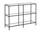 VASAGLE 3 Tier Entry Hall Display Shelf with Tempered Glass Top Console Table - Black