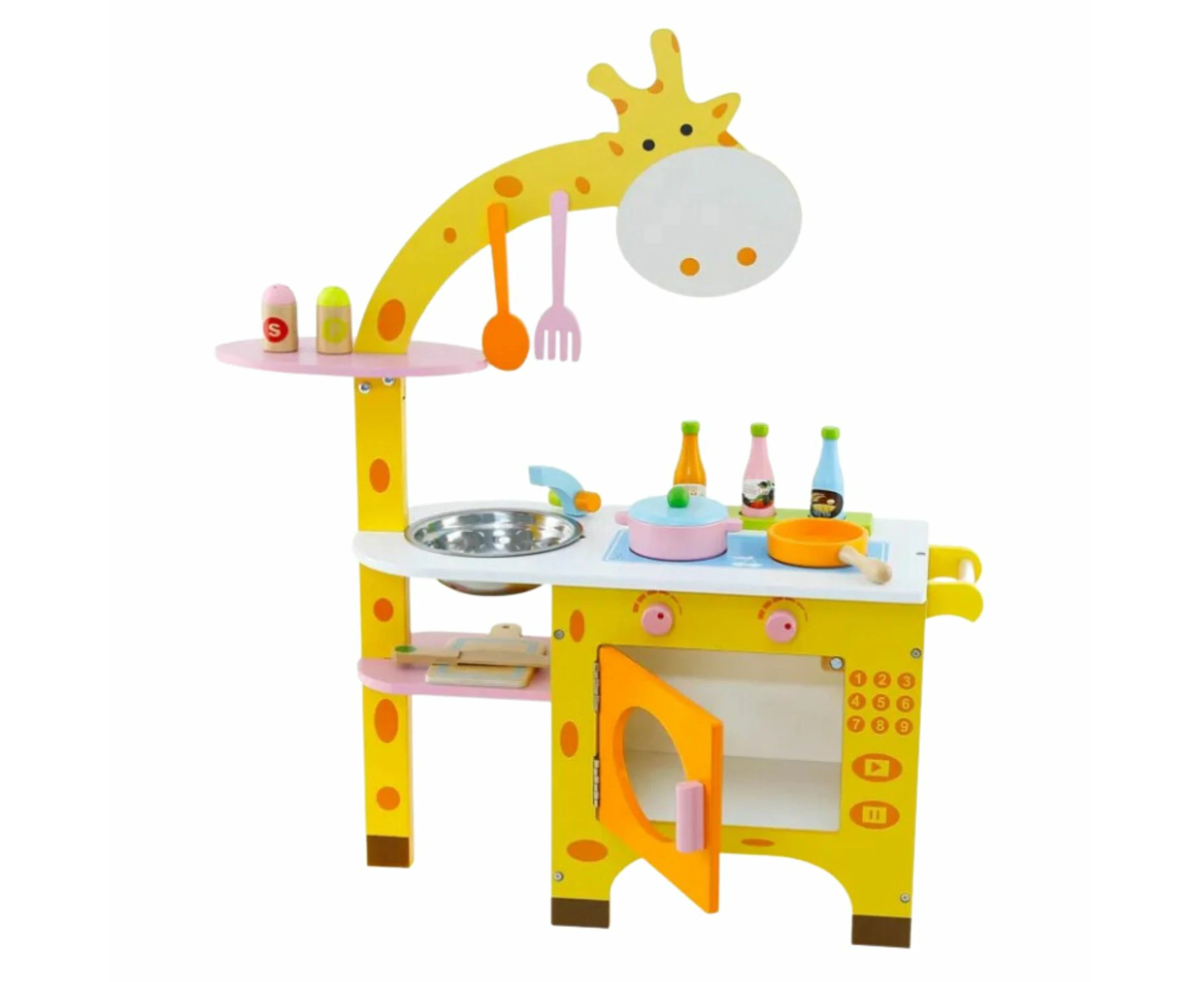 EKKIO Wooden Kitchen Playset for Kids (Giraffe Shape Kitchen Set) EK-KP-102-MS