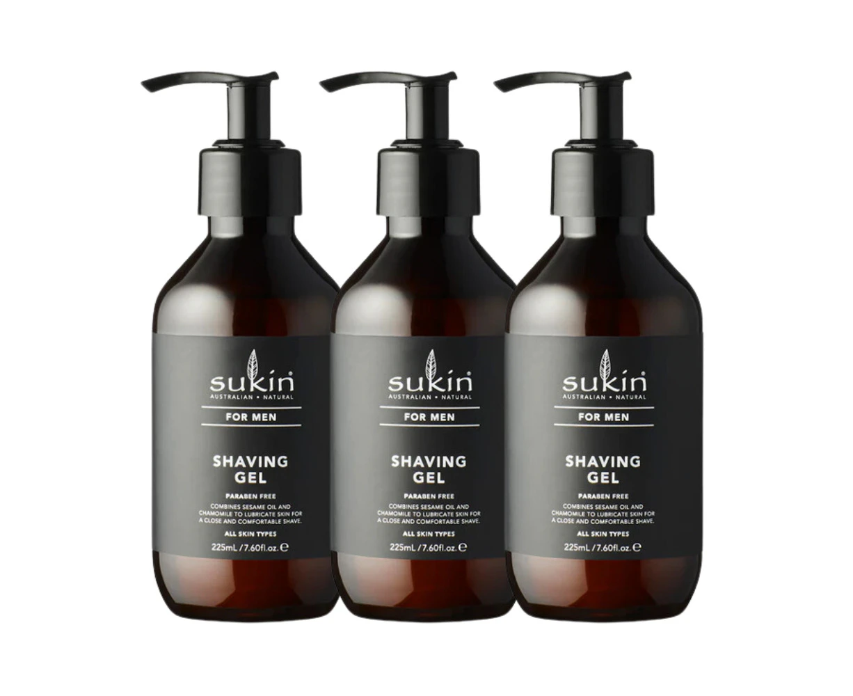 3 x Sukin For Men Shave Gel 225mL