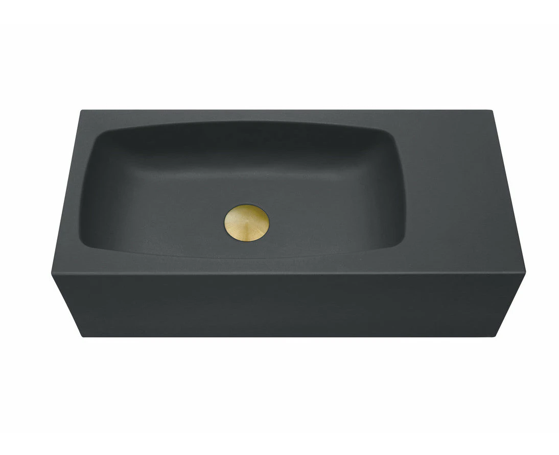 New Concrete Cement Wash Basin Counter Top Matte Black Wall Hung Curved Basin