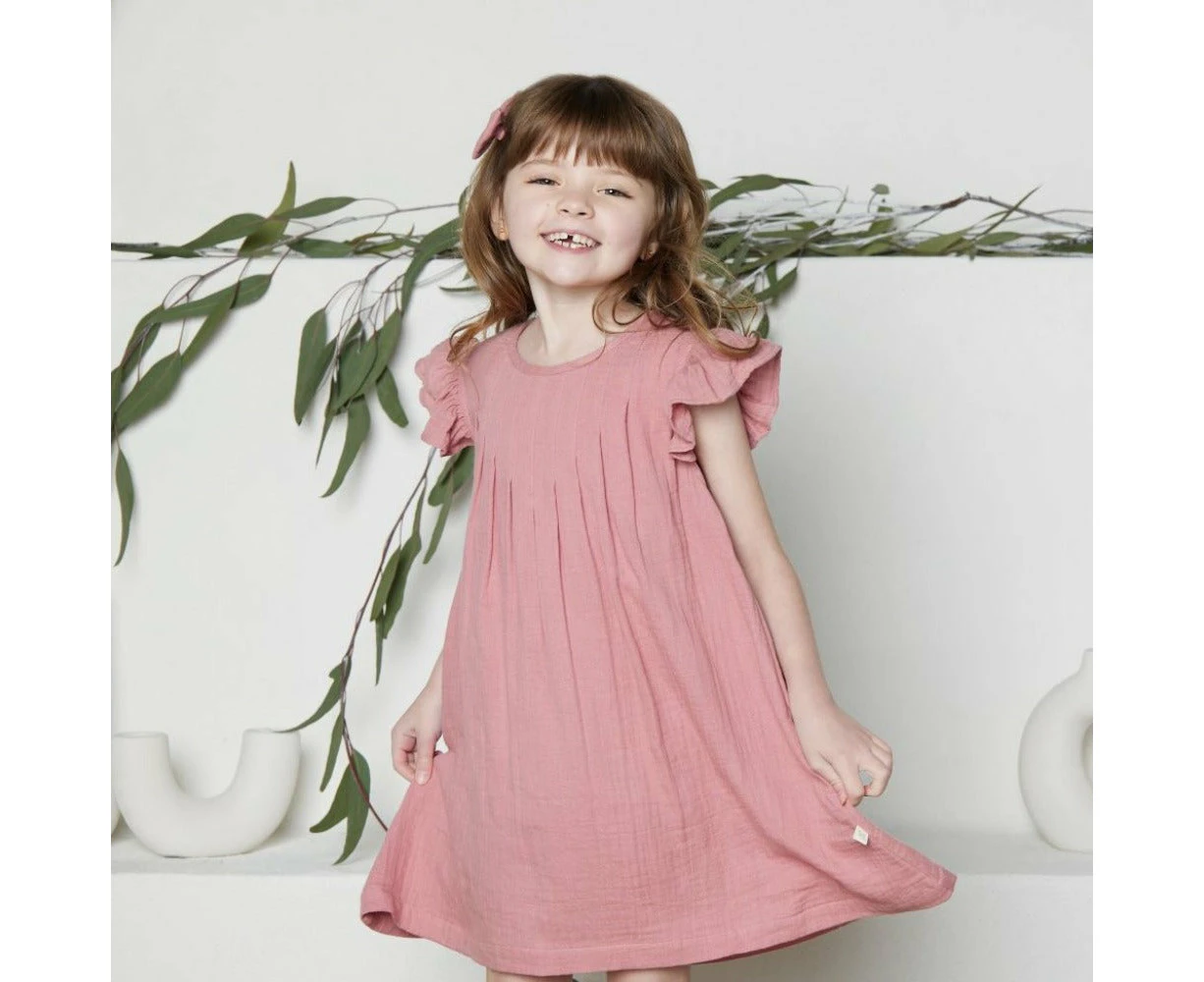 Tiny Twig Pintuck Dress Rose Gold Crinkle