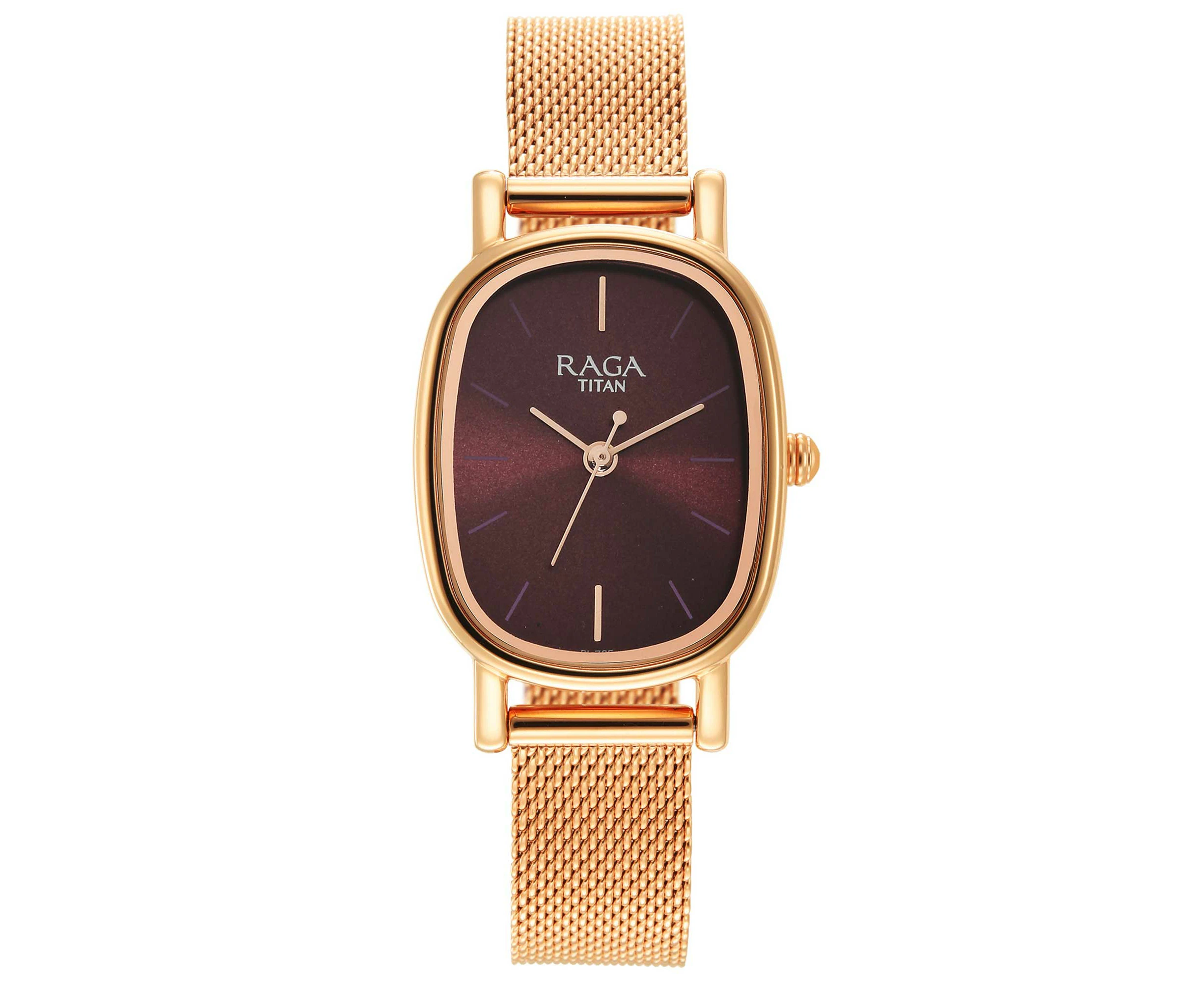 Titan Raga Viva Brown Dial Analogue Stainless Steel Strap Watch for Women