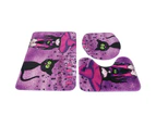 3PCS Witch Pattern Polyester Toilet Mat Carpet Non slip Bath Mat Rug Toilet Lid Cover Set Bathroom Decoration