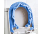 Toilet Seat Cover, with Snaps Fixed Stretchable Washable Fiber Cloth Toilet Seat Covers Pads Easy Installation and Cleaning