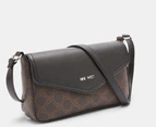 Nine West Bowie Mini Flap Crossbody Bag - Brown Logo/Black