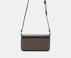 Nine West Bowie Mini Flap Crossbody Bag - Brown Logo/Black