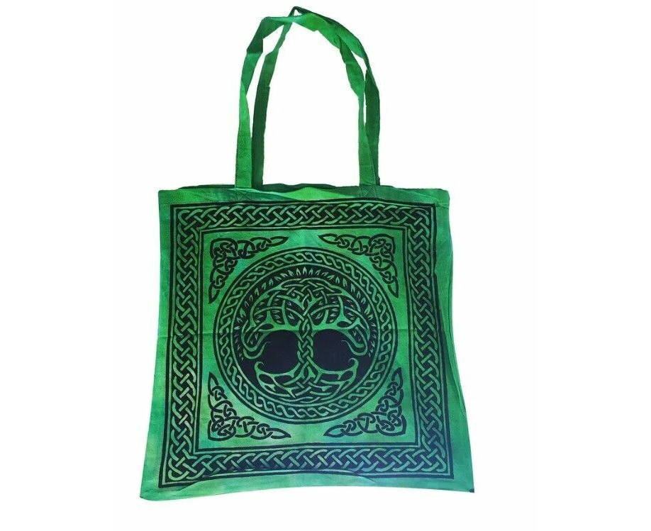 Tote Bag Tree of Life Yoga Pilates Tote Shoulder Bag Meditation Green & Black