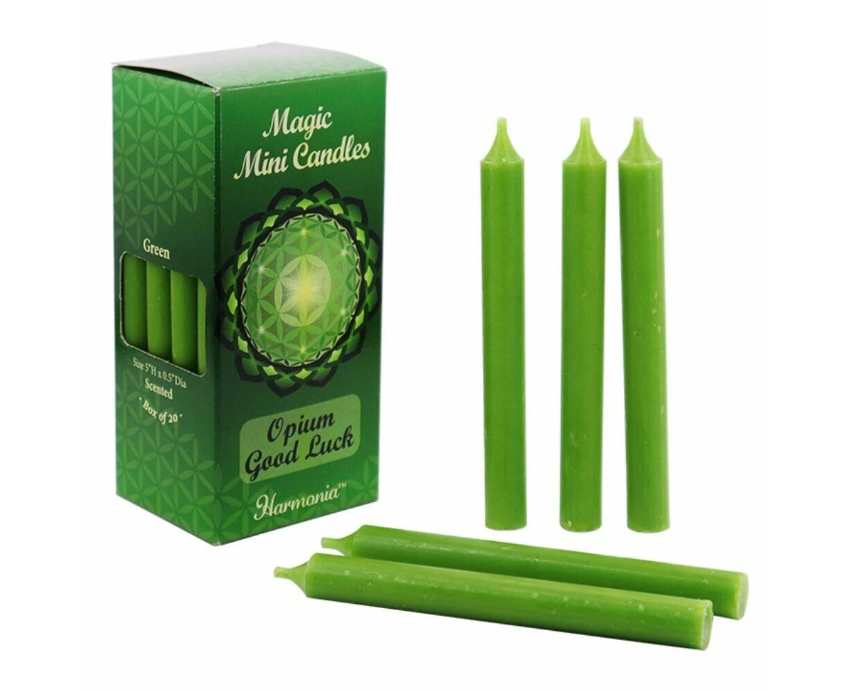 Pack of 20 Mini Candle Magic Wicca Candles Rituals - Opium Good Luck Green