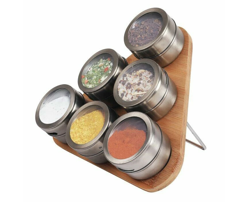 1PCE Magnetic Triangular Bamboo Spice and Jar Kitchen Herb Spice Rack And Jar