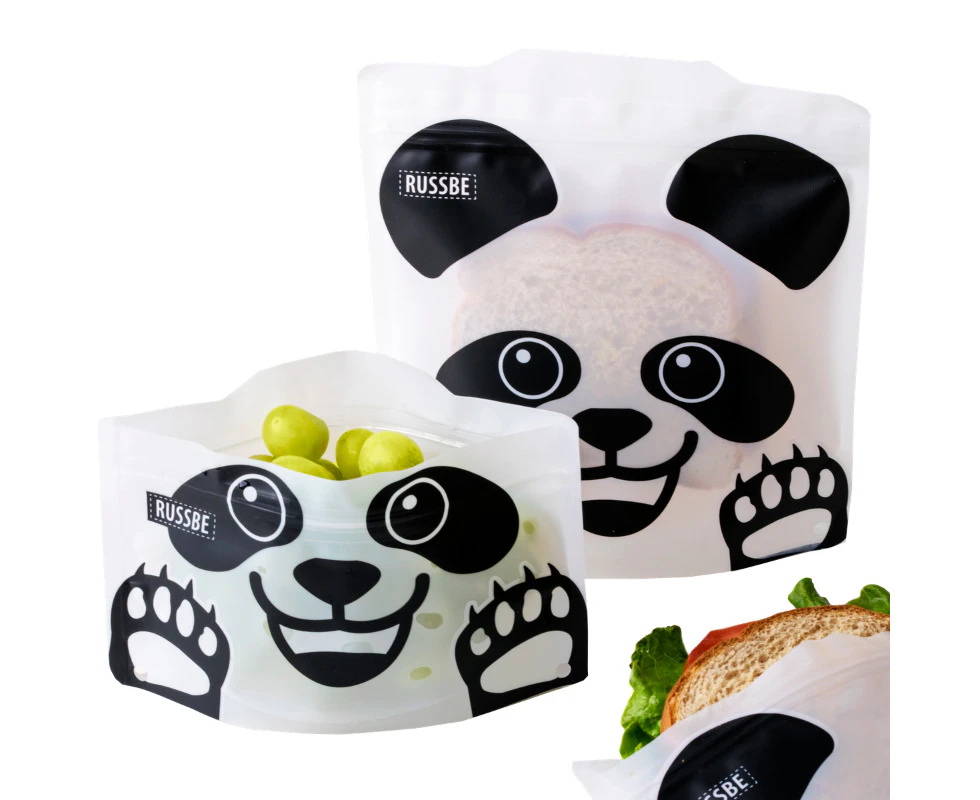 4pc Reusable Snacks Food & Sandwich BagsRussbe Kids School BPA Free  White Panda