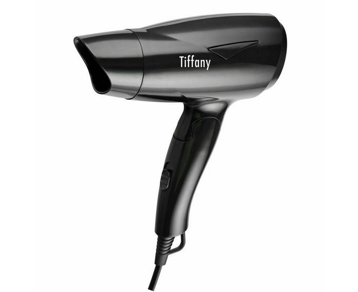 Tiffany THD12 Black Travel Mini Hair Dryer Compact Fold Design Hairdryer 2 Heat