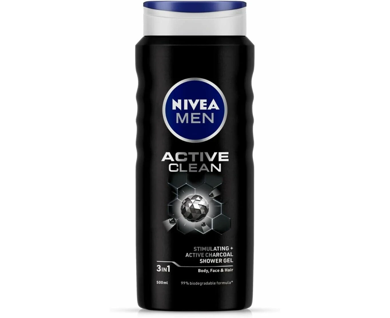 NIVEA MEN Active Clean 3-IN-1 Shower Gel Body Wash 500ml Body Active Charcoal