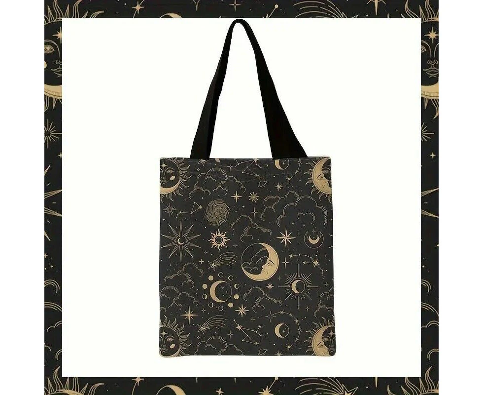 Sun And Moon Printed Tote Bag Lightweight Yoga Pilates Shoulder Bag Meditation