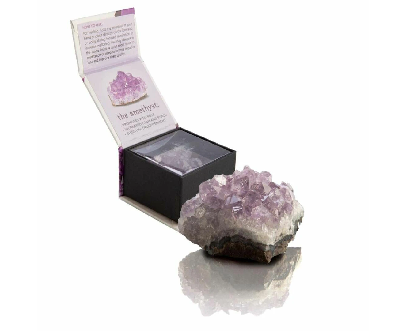 1X GIFT BOX Natural Amethyst Quartz Crystal Cluster Druzy Geode Stone Healing