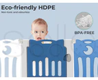 Bopeep Kids Baby Playpen Foldable Child Safety Gate Toddler Fence 18 Panels Blue