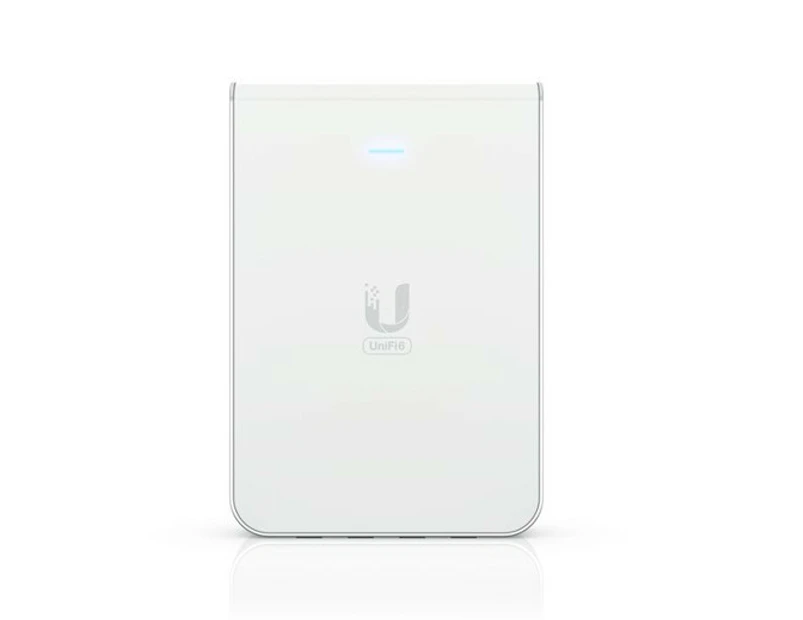 Ubiquiti UniFi Wi-Fi 6 In-Wall Wall-mounted Access Point with a built-in PoE switch.