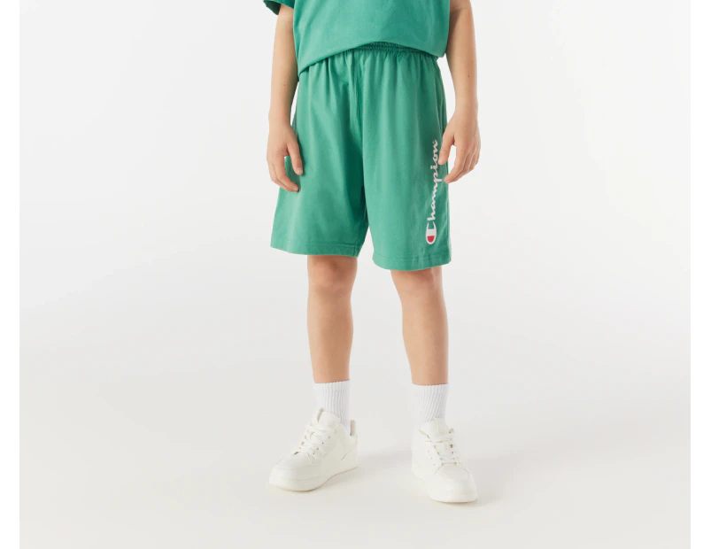 Champion Youth Boys' Jersey Script Shorts - Emerald Sea