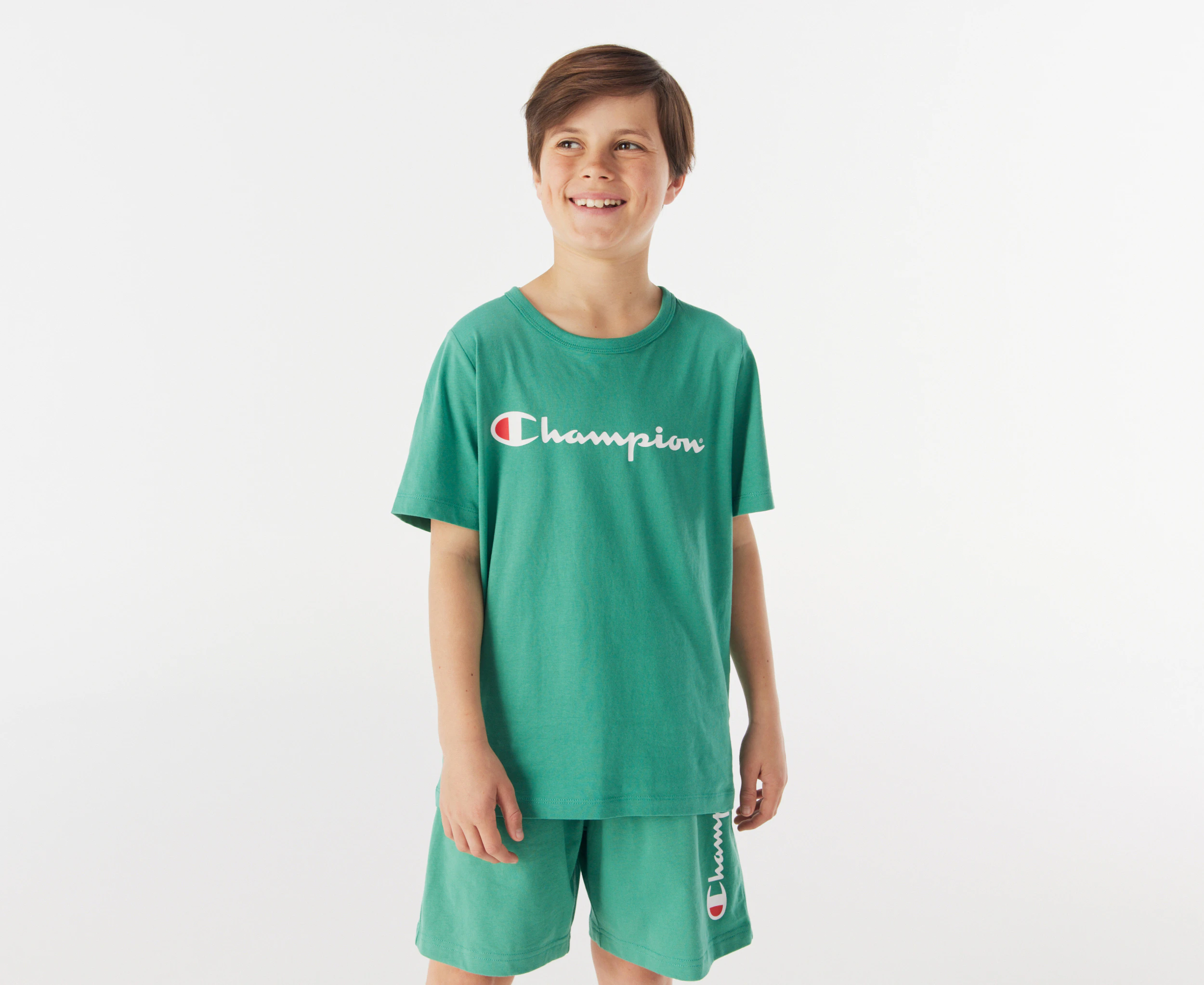 Champion Youth Script Short Sleeve Tee / T-Shirt / Tshirt - Emerald Sea