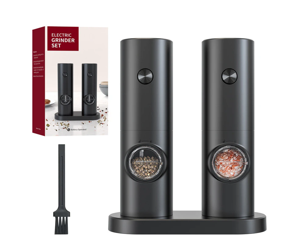 Electric Salt and Pepper Grinder Set with Led Light,Pepper Mill Grinder Battery Operated（2 Pack）